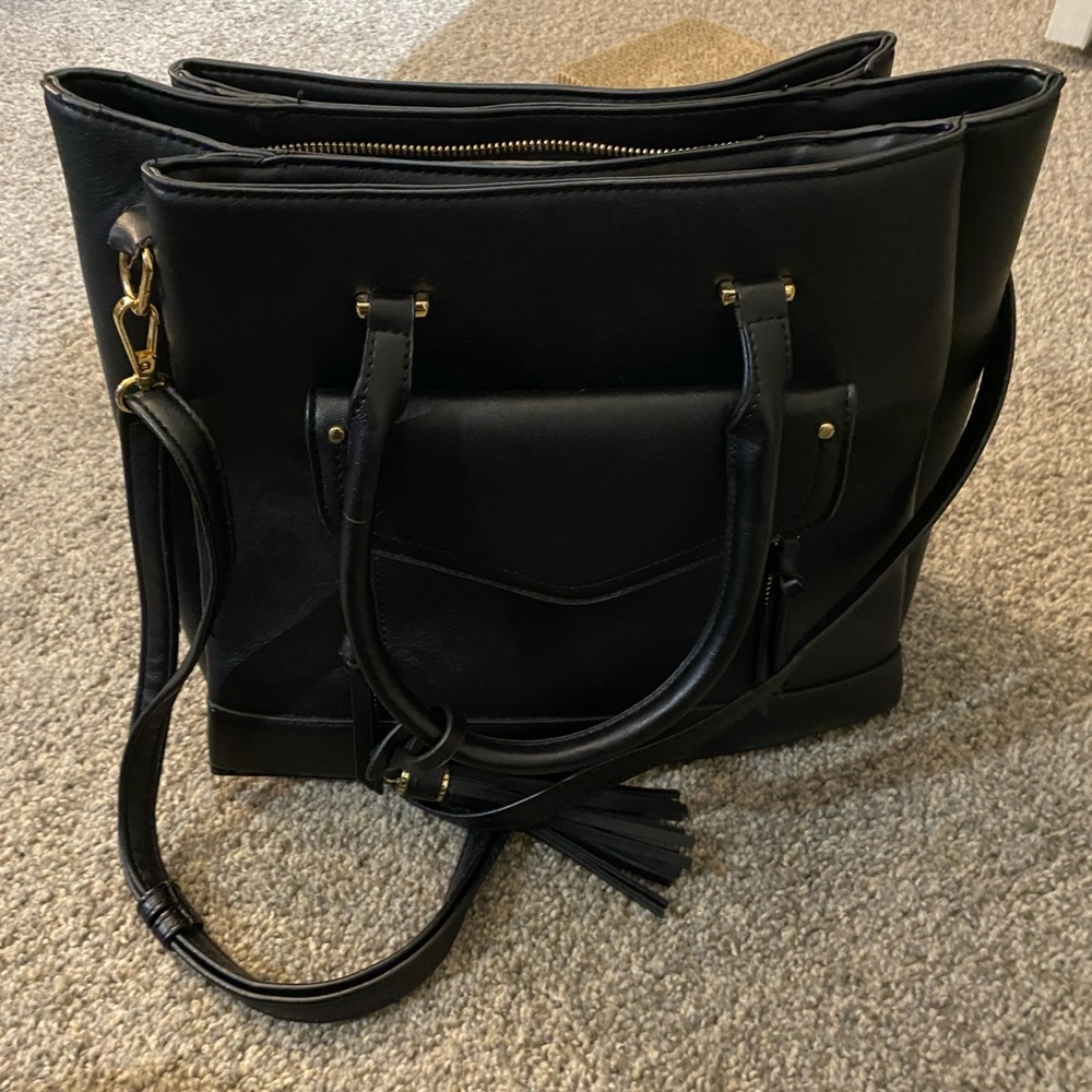 Black Leather Tote Bag